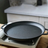 Cast Iron Skillet Pan with Dual Handles Non-Stick Round Griddle For Crepes And Pizza