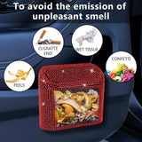 Sparkling Red Crystal Car Waste Bin With Flip Lid, Compact Auto Garbage Organizer For Vehicle, Home And Office Use
