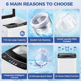 Full-Automatic Portable Washer with Drain Pump for Apartment, Dorms, RV - Glass, LED Display,