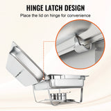 SucceBuy 8QT Rectangle Chafing Dish 2/4/6 Packs w/ Full Size Pans Buffet Catering Warmer Server Folding Stand Fuel Holder Tray