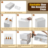 20PCS/24PCS Foldable Flip Shoe Boxes Set Shoe Rack Stackable Storage Container Plastic Clear Shoe Case