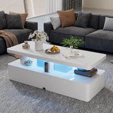 40" Modern Living Room Tables, LED Coffee Table with LED Lights, 2 Tier