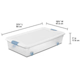 Under Bed Storage Bins with Lids, 56 Quart Clear Plastic Boxes for Bathroom