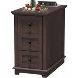 3-Drawe Wooden Storage Nightstand  with Charging Station for Living Room