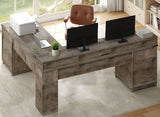 Farmhouse 69" Executive L Shaped Desk with Drawer, Home Office Desk with Charging Station