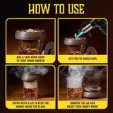 Whiskey Gift Set, 14 Pcs - Whiskey Decanter + Wooden Smoker + Old Fashioned Glasses