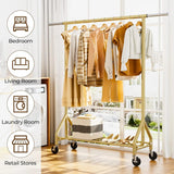 Heavy Duty Clothes Rack Load 450 LBS, Metal Garment Rack, Standing Rolling