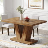 LITTLE TREE 47-Inch Dining Table for 4,Dinner Table with Heavy Duty Pedestal, Farmhouse Eating T