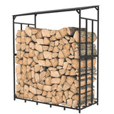 Tall Metal Firewood Rack Stand with Top Cover Fireplace Wood Storage Stacking