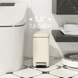 Stainless Steel Step Pedal Trash Can with Soft Close Lid, 6L/1.6G Small Garbage Bin for Bathroom, Kitchen