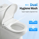 Non-Electric Bidet Toilet Seat, Dual Nozzle Front & Rear Wash, Slow-Closing Cover, Water Pressure Driven, for Hemorrhoid Relief & Feminine Hygiene, Universal D-Shape, Easy