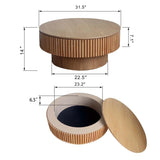 Round Wooden Coffee Table with Storage Shelf for Living Room Apartment