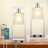 16" Desk Lamps for Home Office, Bedside Lamps with USB C+A Ports and Outlet