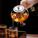 Glass Teapot Stovetop 22 OZ/650ml, Tea pot with Removable 18/8 Stainless Steel Infuser