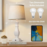 Dimmable Table Lamps Set of 2, Rustic Farmhouse Table Lamps for Bedroom