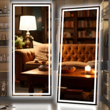 LED Lighted Floor Standing Mirror, Full Length Mirror with Lights for Bathroom