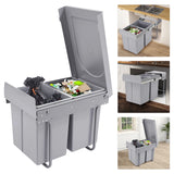 20L Each Dual Pull-Out Trash Can Easy Install Under Cabinet Kitchen Waste Bin