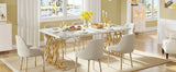 Dining Table, 63" Large Kitchen Table for 4-6 People, Unique Rectangular Dinner Table