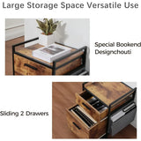 2Drawer Mobile File Cabinet with Wheels Solid Wood Rolling Storage Cabinet