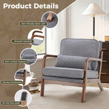 JHK Mid Century Modern Chair Solid Wooden Frame Accent Chair with Arms and Waist Cushion Reading Chairs