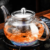 Glass Teapot Stovetop 22 OZ/650ml, Tea pot with Removable 18/8 Stainless Steel Infuser