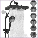 13'' High Pressure Rainfall Shower Head Combo, 5 Spray Modes, 10 Mode Handheld, All Metal 4-Way Diverter Arm