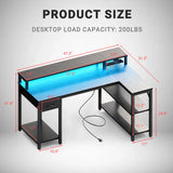 JHK L Shaped Gaming Desk with USB Charging Ports & LED Lights Reversible Desks Computer Gamer Table