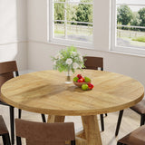 Tribesigns Round Dining Table for 4, 47 Inch Farmhouse Kitchen Table Small Dinner Table