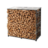 Firewood Storage Rack with Sloped Roof 4 Ft Outdoor Log Holder 1/4 Cord Capacity