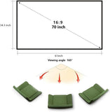 Foldable 70" Projector Screen w/ Lightweight Telescopic Pole Frame for Home