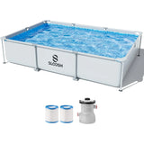 JOYFY Rectangular Above Ground Pool 10x6.8ft x 26inch Outdoor Frame