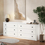 JHK 59IN Wood 6 Dresser Drawers Cabinet for Living Room Stable Structure