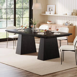 LITTLE TREE Black Dining Table for 4-6, Modern Kitchen Table with Tapered Wood