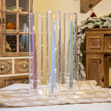 Set of 6 Tall Taper Candle Holder w/ 12" Tall Clear Cylinder Covers for Table