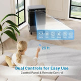 Evaporative Air Cooler for bedroom home office use, plastic housing in gray