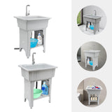 Freestanding Laundry Sink with Storage Shelf Multifunctional Utility Sink for Pet Bath