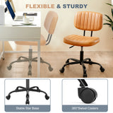 JHK Armless Office Desk Chair Back Lumbar Support Height Adjustable PU Leather Computer Chair