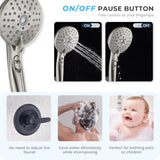 Dual Shower Head Combo 8'' High Pressure Rain Shower Head with Handheld Spray 6+1 Spray Settings Handheld