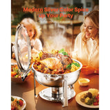SucceBuy 5 Qt 2 Pack Round Chafing Dish Buffet Set Stainless Steel Chafer
