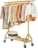 Heavy Duty Clothes Rack Load 450 LBS, Metal Garment Rack, Standing Rolling