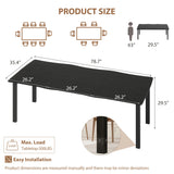 Rectangular Dining Table for 6-8 15mm Thick Metal Frame Wave Edge Dinner Tables