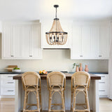 Modern Boho Wood Bead Chandelier Classic Dimmable High Ceilings Chandeliers