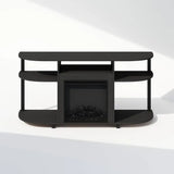 Electric Fireplace TV Stand for 55 Inch TVs, with Curved Open Storage