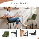 JHK 2 Pack Pu Leather Counter Height High Chair For Home and Office Comfortable Sponge Cushion Outdoor and