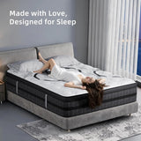 Queen 12 Inch Hybrid Spring Mattress, Medium Firm Comfort Foam