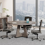47 Inch Round Conference Table for 4-6 People, Wooden Meeting Room Table