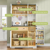 Dripex 71 Pantry Cabinet with Charging Station, Farmhouse Kitchen Pantry Storage Cabinet