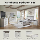 Set of 2 Armhouse Nightstands, 3 Drawer End Table with Charging Station