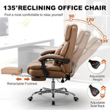 Heated Kneading Massage Executive Office Chair 90-135° Reclining Footrest