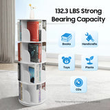 4 Tier Rotating Bookshelf 360° Spinning Display Rack with Wheels